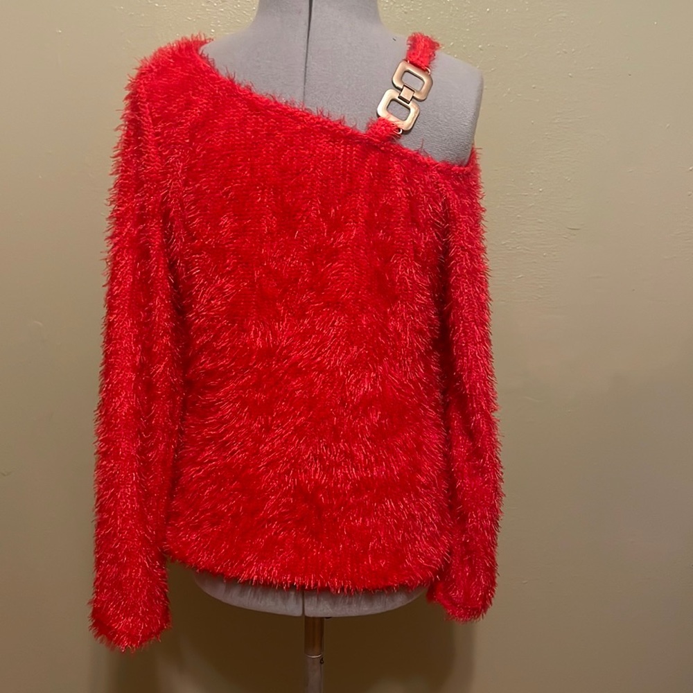 Women’s size small Cold Shoulder Long Sleeve Fluffy Top